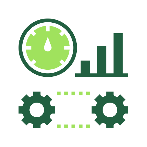 Green gears and stats icon
